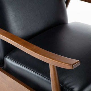 Sunvega Modern Chestnut Brown Wood Arm Push Back Recliner in Caramel