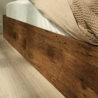 Sunvega Rustic Oak Queen Storage Bed with Two Large Drawers and Safety Stops