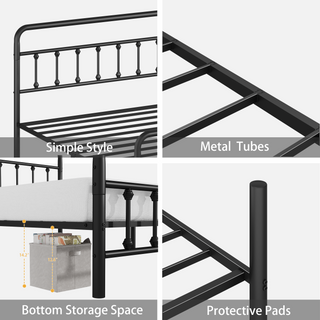 Sunvega Full Metal Bed with Sturdy Steel Structure for Modern Bedroom