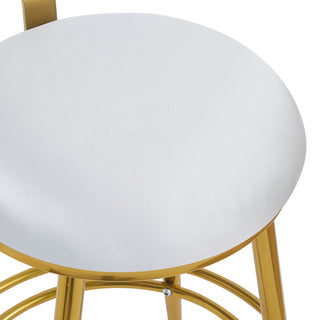 Sunvega Light Gray Velvet Counter Stools Set of 2 with Iron Frame and Footrest