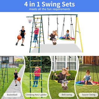 Sunvega Heavy Steel Based A-Frame Kids Swing Set with 2 Seats for Backyard Outdoor