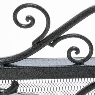 Sunvega Ornate Iron Fireplace Screen with Aged Powder Coated Black Finish