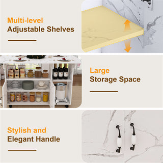 Sunvega Multi-Functional Folding Table with Storage Shelves and Wheels for Small Spaces
