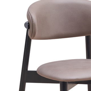 Sunvega Grey and Black Padded Side Chair Set with Upholstered PU Backrest