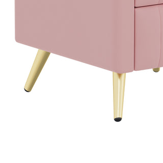 Sunvega Upholstered Wooden Nightstand with 3 Drawers and Marbling Worktop