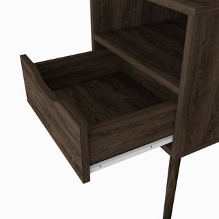 Sunvega Superior Top Dark Walnut Nightstand with Open Shelf and Drawer