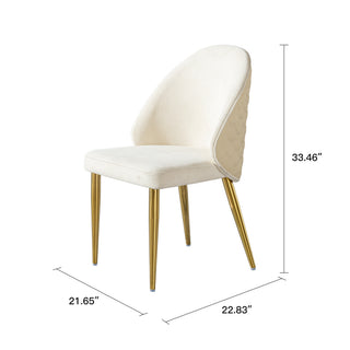Sunvega Modern Dining Chairs with Stainless Steel Legs and Velvet PU Leather Upholstery, Set of 2