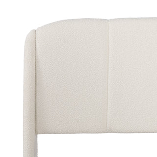 Sunvega King Size Boucle Upholstered Platform Bed with Curved Headboard