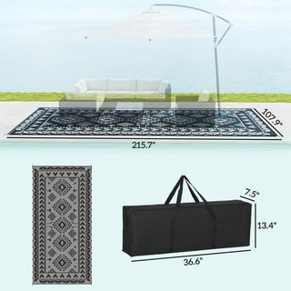 Sunvega Reversible Outdoor Rug with Protective Coating and Strap Stakes for Patio