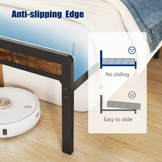 Sunvega Full Size Metal Bed Frame with Headboard and Footboard LED Lighting Black Mattress Foundation