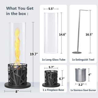 Sunvega Rectangle Tabletop Bio Ethanol Fireplace Burner Heater with Tempered Glass