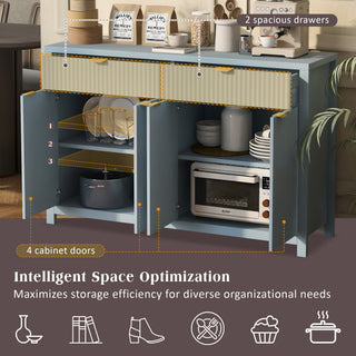 Sunvega Modern Scandinavian Buffet Cabinet with Wave Design and Adjustable Shelves