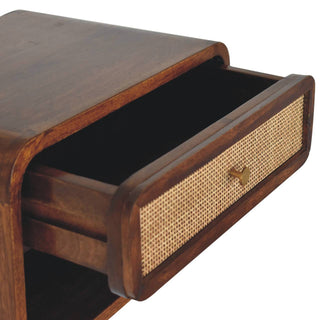 Sunvega Chestnut Woven Chest with Three Sleek Drawers and Shiny Knobs