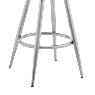 Sunvega 26 Inch Gray Faux Leather Swivel Bar Stool with Brushed Stainless Steel Frame