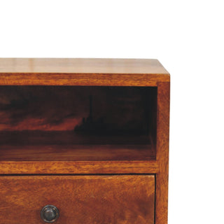 Sunvega Wall Mounted Nightstand with Drawer and Open Slot in Chestnut Brown