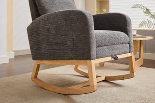 Sunvega Modern Upholstered Nursery Glider Rocking Chair with High Backrest and Side Pocket