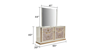 Sunvega Modern Art Deco Dresser with Gold Accents and Eucalyptus Veneer Finish