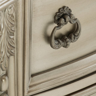 Sunvega Silver Finish European Design Nightstand with Genuine Marble Top
