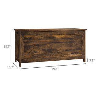 Sunvega Rustic Brown Wooden Storage Chest with Safety Hinges and Side Handles