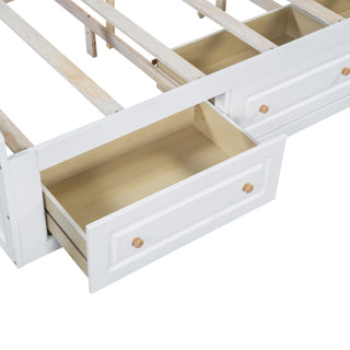 Sunvega Sturdy White Queen Size Platform Bed Frame with 6 Storage Drawers