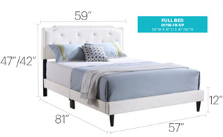 Sunvega Full Bed with Chic Tufted Headboard and Vibrant Blue Hue in One Box