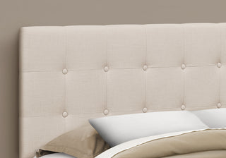 Sunvega Button-Tufted Upholstered Queen Size Headboard in Beige Linen Look Fabric