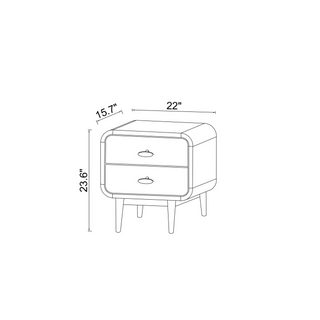 Sunvega Mid-Century Modern Night Stand with Tapered Legs and Solid Wood