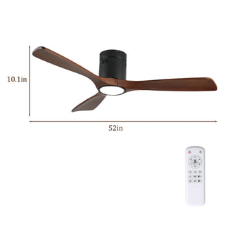 Sunvega 52 Inch Flush Mount Ceiling Fan with Light and Remote Control
