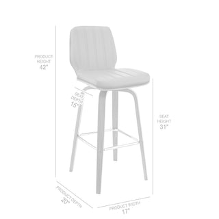Sunvega 30 Inch Swivel Gray Faux Leather and Walnut Wood Bar Stool