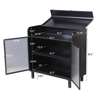 Sunvega Modern Sideboard Buffet Cabinet with Tempered Glass Doors and Flip Top