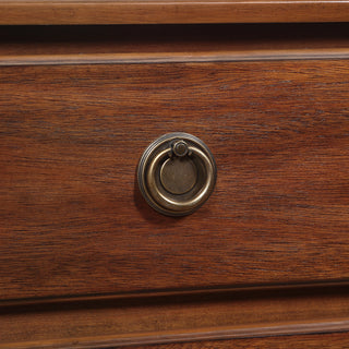 Sunvega Traditional Elegant Brown Finished 3-Drawer Nightstand with Antique Bronze Ring