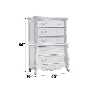 Sunvega White Finish Chest with Ample Storage Drawers and Versatile Shelf