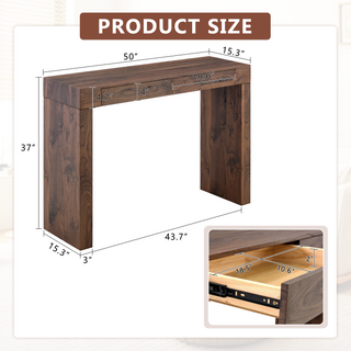 Sunvega Natural Wood Grain Bar Table With Two Drawers For Modern Home Use