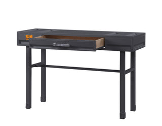 Sunvega Modern Industrial Cargo White Vanity Desk with Functional Storage Drawer