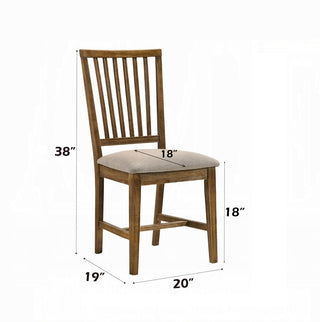 Sunvega Transitional Weathered Oak Finish Tan Linen Upholstered Dining Side Chairs Set of 2