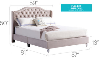 Sunvega Elegant Transitional Full Upholstered Bed with Plush Beige Hue