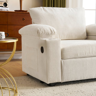 Sunvega Ergonomic Oversized Chair with Ottoman Firm Support Chenille Sofa