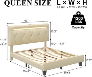 Sunvega Queen Size LED Bed Frame with RGB Ambiance & Charging Hub
