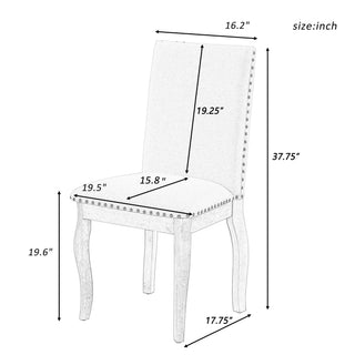 Sunvega Set of 4 Natural Wood Wash Upholstered Fabric Dining Chairs with Nailhead Trim