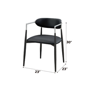 Sunvega Black Chenille Side Chair with Golden Armrests and Padded Seat Set of 2