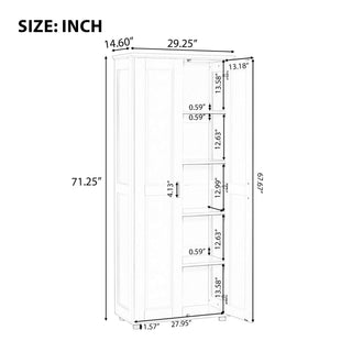 Sunvega White MDF Board Storage Cabinet with Two Doors and Adjustable Shelf