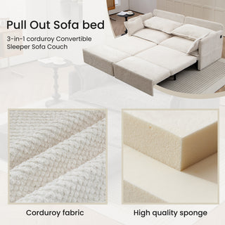 Sunvega 73.6-inch Ergonomic 3-in-1 Sofa Bed with Supportive Corduroy Convertible Sleeper