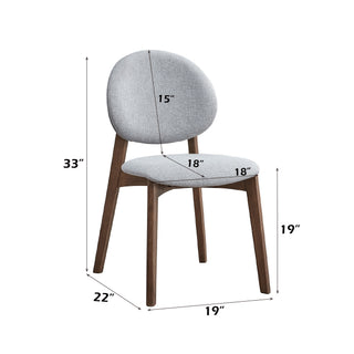 Sunvega Light Brown Linen Upholstered Side Chair with Walnut Finish for Dining Room