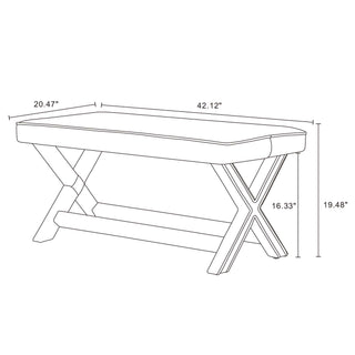 Sunvega Mid-Century Modern Velvet Upholstered Accent Bench with X-Crossed Legs