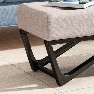 Sunvega Modern Ottoman Bench with Button-Tufted Waffle Stitch and Geometric Legs