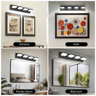 Sunvega Exclusive Original Design 4 Lights Bathroom Vanity Fixture in Matt Black