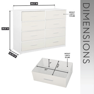 Sunvega 8-Drawer Dresser with Large Fabric Storage and Premium Wooden Frame