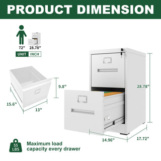 Sunvega 5 Drawer Metal Vertical File Cabinet with Lock on Wheels for Home Office