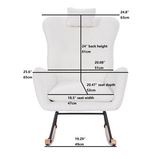 Sunvega Soft and Thick Upholstered Nursery Rocking Chair with High Backrest