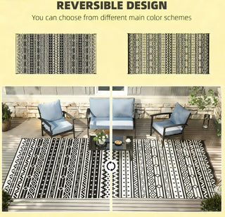 Sunvega Reversible Outdoor Rug with Protective Coating and Strap Stakes for Patio